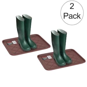 Brown 20 in. x 15.5 in. Diamond Pattern Boot Tray 2 Pack