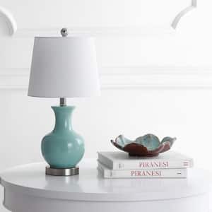 Soren 22 in. Light Blue Gourd Table Lamp wit Off-White Shade