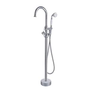 2-Handle Claw Foot Freestanding Tub Faucet with Hand Shower in. Polished Chrome