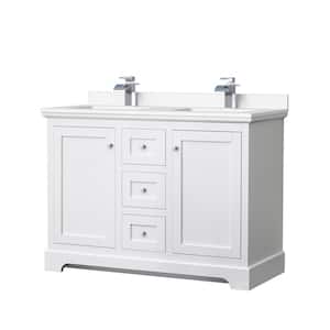 Avery 48 in. W x 22 in. D Double Vanity in White with Cultured Marble Vanity Top in White with White Basins