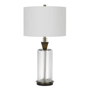 30 in. Clear Metal Table Lamp with White Empire Shade
