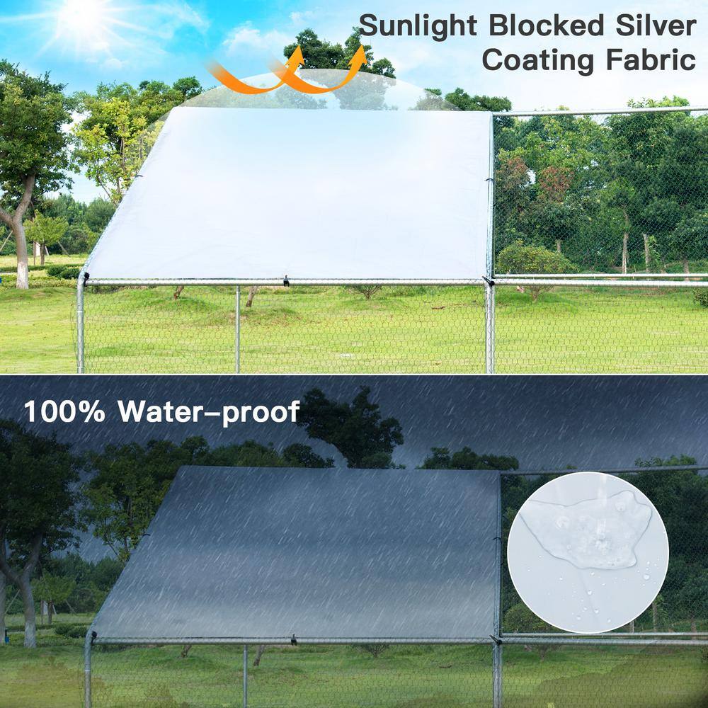13' x 13' White Galvanized Steel Outdoor Chicken Playpen