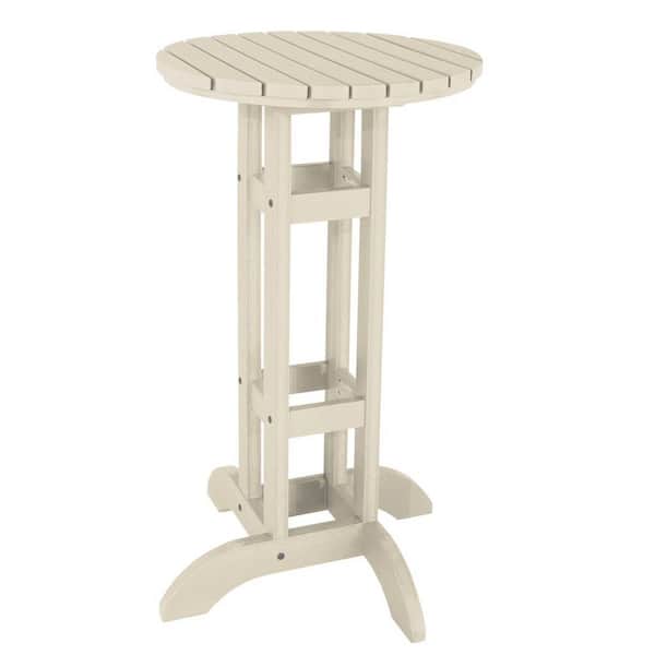 Highwood Whitewash 24 in. Recycled Plastic Round Bar Dining Table