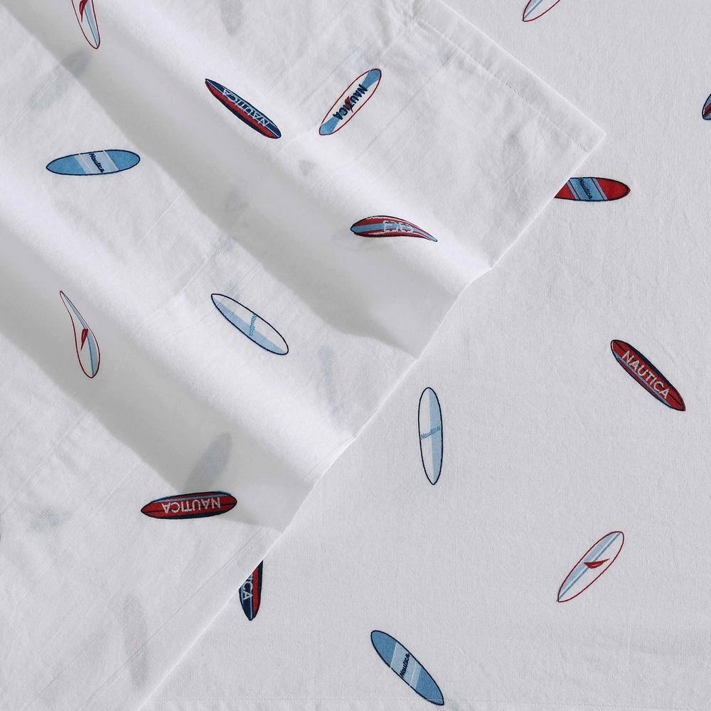 King White Cotton Percale Printed Sheet Set