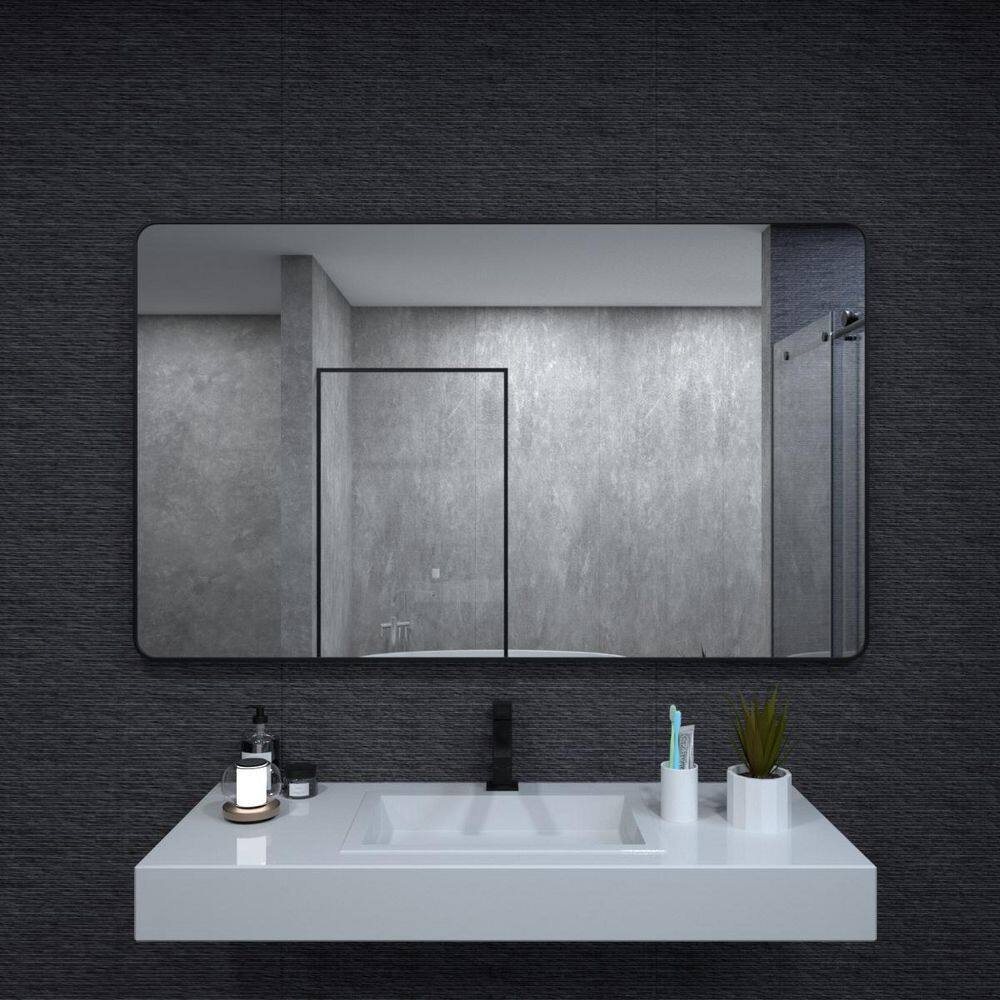 60 in. W x 36 in. H Rectangular Framed Wall Mounted with Tempered Glass Bat