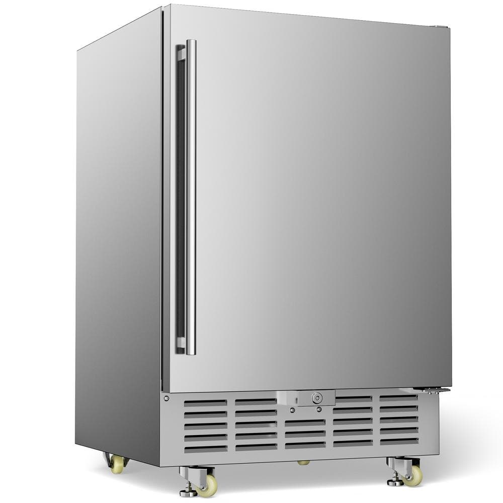 Silver Stainless Steel Single Zone Beverage Cooler with LED Controls