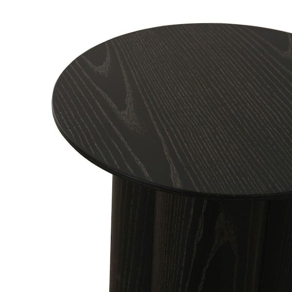 Modrest Dolph Modern 20 in. Black Ash Round Wood End Table