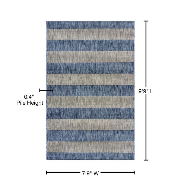 7' x 9' Blue and Gray Striped Indoor Outdoor Area Rug 7' x 9' Blue and Gray Striped Indoor Outdoor Area Rug