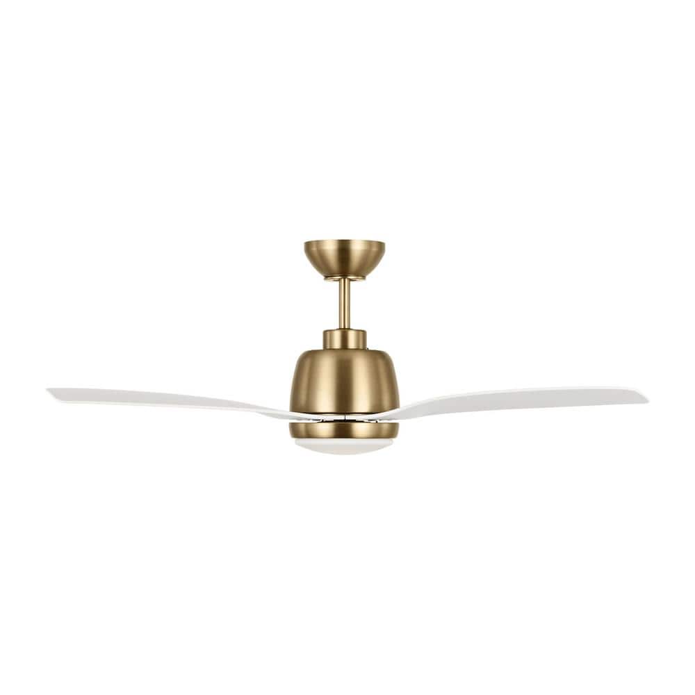 Satin Brass and White 44" LED Ceiling Fan with Remote