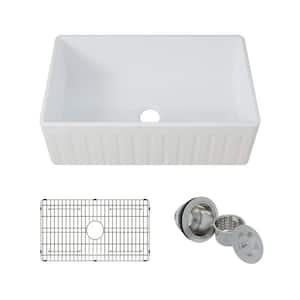 Farmhouse Apron Front 33 in. x 20 in. Fireclay Single Bowl Kitchen Sink in White