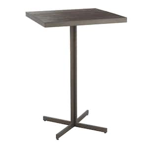 Fuji 42 in. Espresso Industrial Bar Table in Antique Metal and Wood