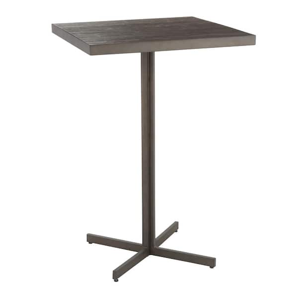 Lumisource Fuji 42 in. Espresso Industrial Bar Table in Antique Metal and Wood
