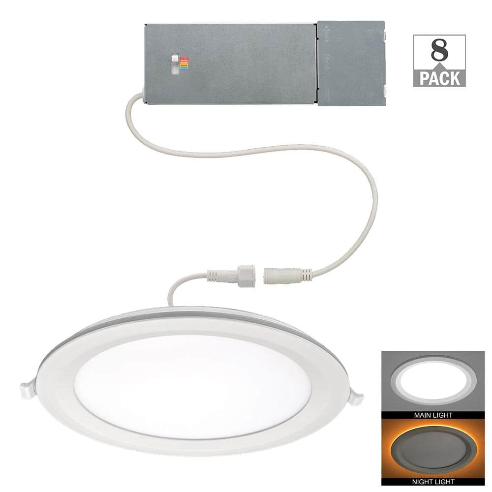 8 in. Canless Adjustable CCT Integrated LED Recessed Light Trim Night Light
