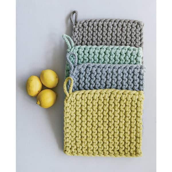 Cotton Crocheted Square Potholders in Multicolor (Set of 4)