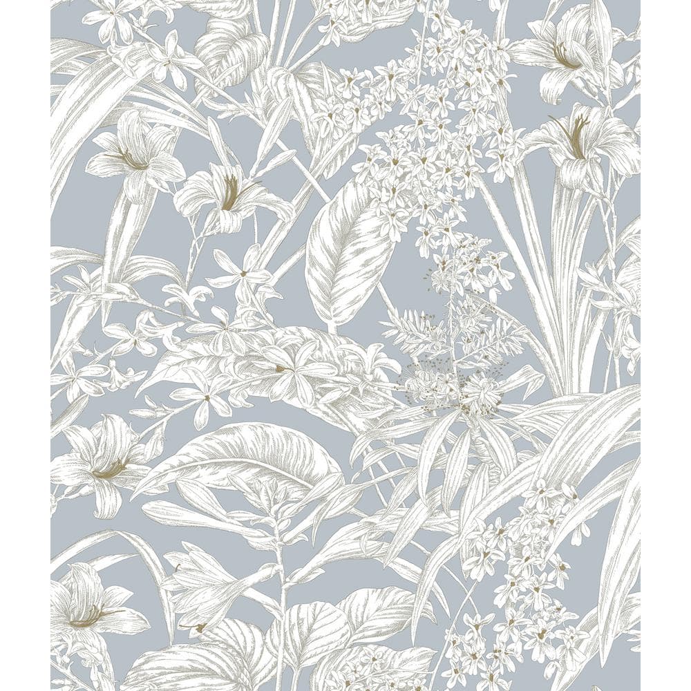 York Wallcoverings Orchid Conservatory Toile Blue and Taupe Wallpaper Roll  RT7884 - The Home Depot