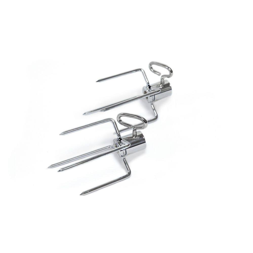 Heavy-Duty Chrome Rotisserie Forks for Grill, 58-inch