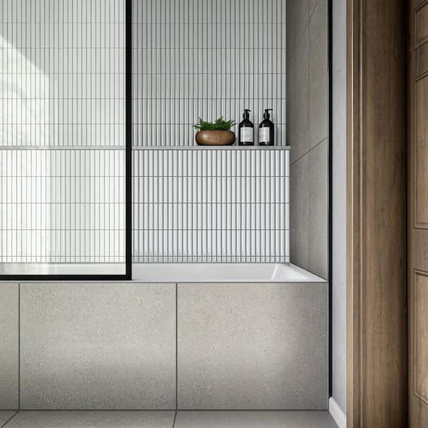 Artefino Vintage Fossil 12 in. x 12 in. Glossy Porcelain Pencil Mosaic Tile (9.6 sq. ft. /case)