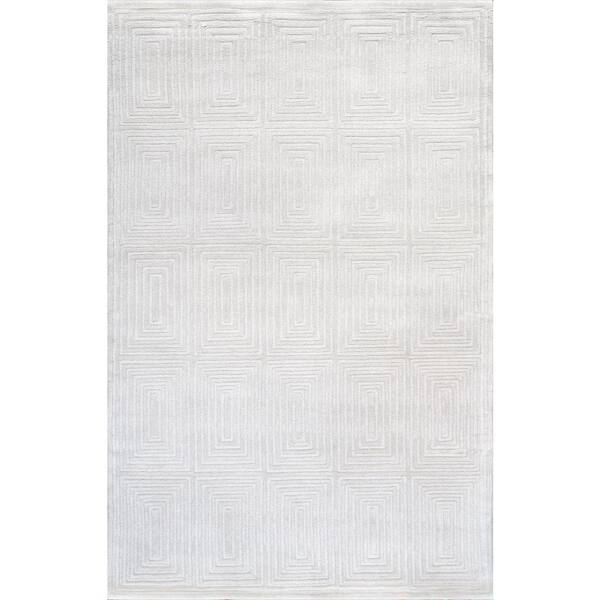 Pasargad Home Edgy Multi 5 ft. x 8 ft Geometric Bamboo Silk and Wool Area Rug