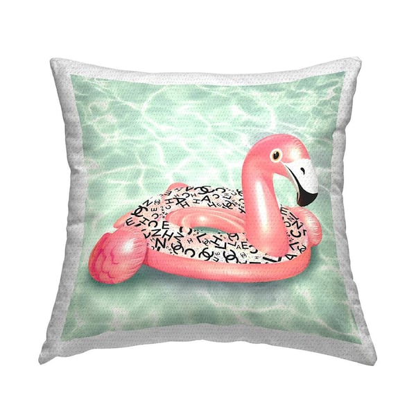 Stupell Industries Fashion Brand Flamingo Summer Pool Float Pink Square Outdoor Throw Pillow