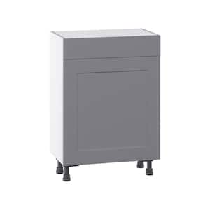 Bristol Painted Slate Gray Shaker Assembled Shallow Base Kitchen Cabinet with Drawer (24 in. W x 34.5 in. H x 14 in. D)