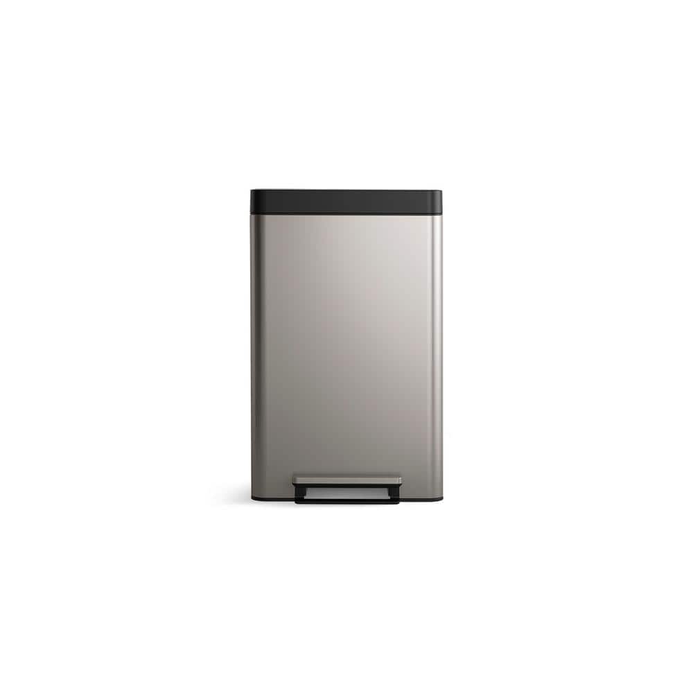 Stainless Steel Dual Compartment Kitchen Trash Can with Pedal