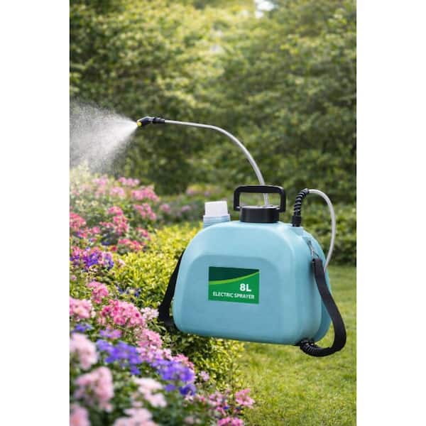 2 Gal. Garden Sprayer with 3 Adjustable Speeds, 4 Mist Nozzles, Retractable Wand and Shoulder Strap for Lawn and Garden
