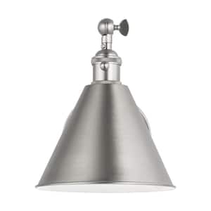 Salem 1-Light Brushed Nickel Wall Sconce with Brushed Nickel Metal Shade