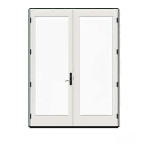 72 in. x 96 in. W-5500 Contemporary Green Clad Wood Right-Hand Full Lite French Patio Door w/White Paint Interior