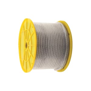 3/16 in. x 1/4 in. x 250 ft. Vinyl-Coated Galvanized Aircraft Cable, 7x19 Construction - 850 lbs Safe Work Load - Reeled