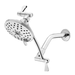 3-Spray Patterns with 1.8 GPM 5.4 in Wall Mount Fixed Shower Head with Adjustable Shower Arm in Chrome