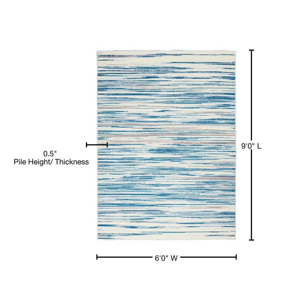 Hand-knotted Blue Synthetic Rectangular 6' x 9' Area Rug