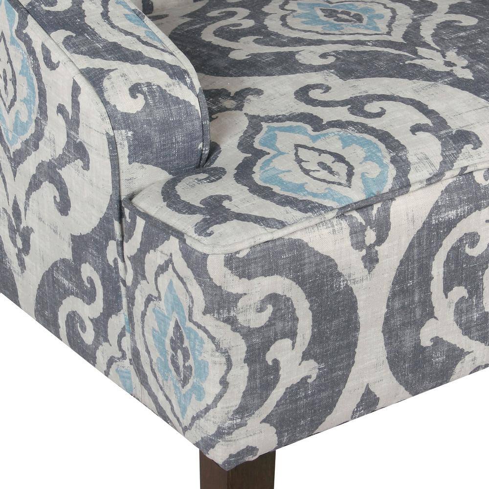 Suri Blue Classic Swoop Accent Chair with Wood Legs