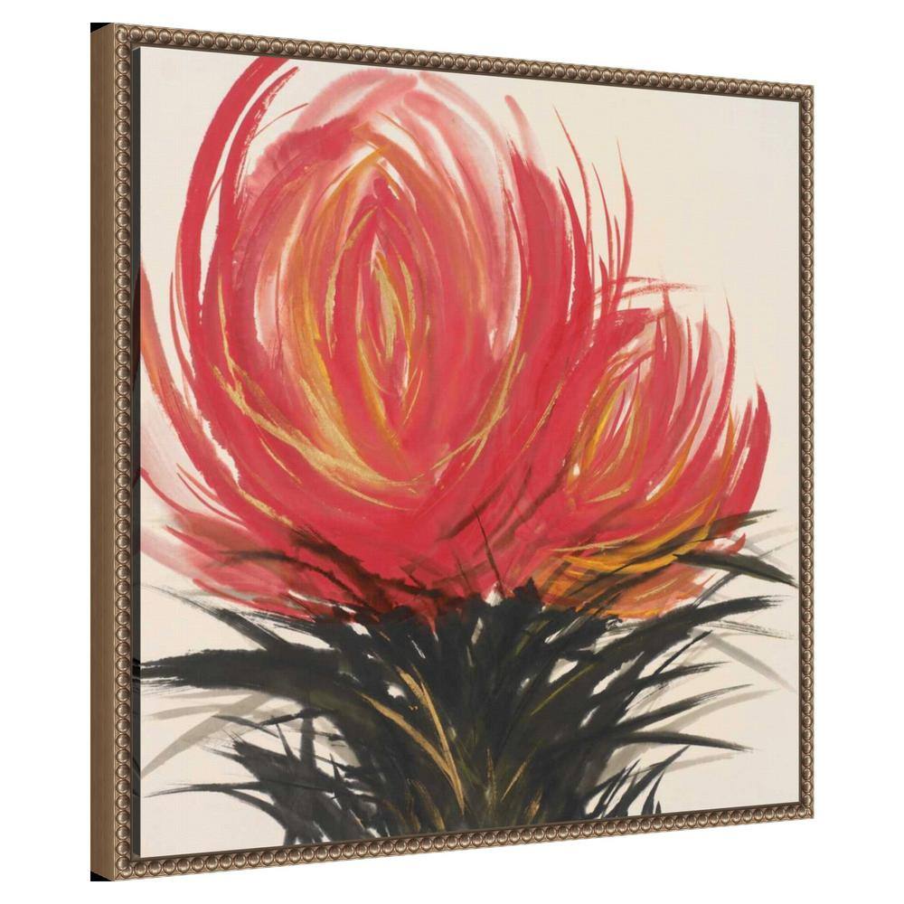 Clover Blossom II Red Floral Canvas Print with Bronze Frame
