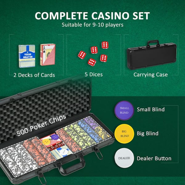 Soozier Poker Chip Set with 6 Denominations, 500 Chips, 14