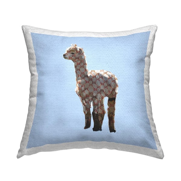 Stupell Industries Blue Fashion Glam Llama Blue Square Outdoor Throw Pillow