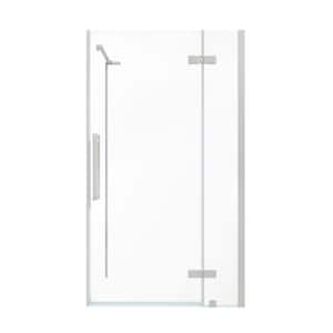 Tampa 36 7/8 in. W x 72 in. H Rectangular Pivot Frameless Corner Shower Enclosure in Satin Nickel