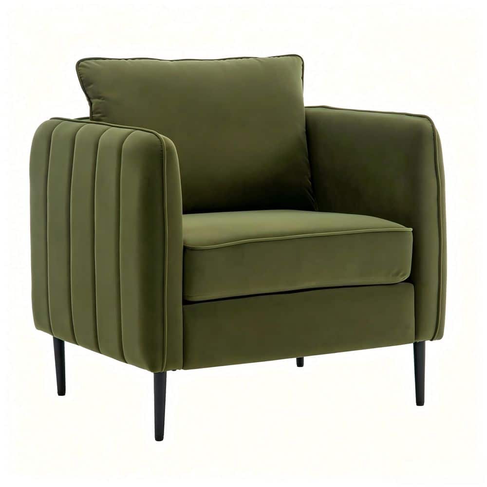 32.68 in. Arm Velvet Straight Accent Chair Sofa in Green with Pillow & Metal Legs for Living Room Bedroom price history on PriceWatchPro