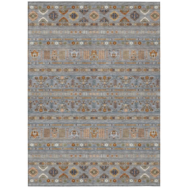 Chantille Machine Washable Indoor/Outdoor Abstract ACN2244 Gray 8 ft. x 10 ft. Area Rug