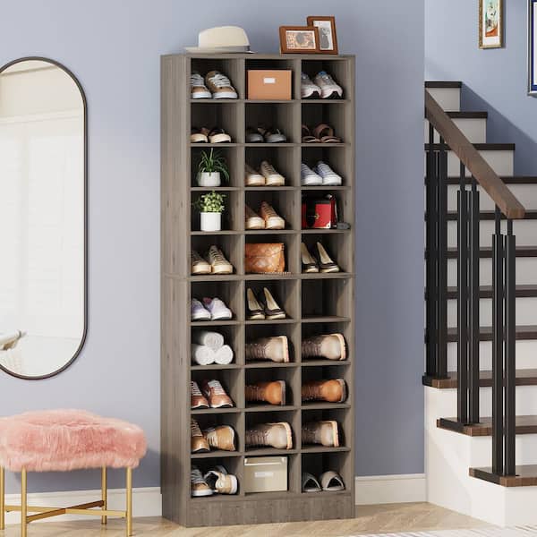 BYBLIGHT 55 in. H x 25 in. W Gray 24-Pairs Shoe Storage Cabinet, 8