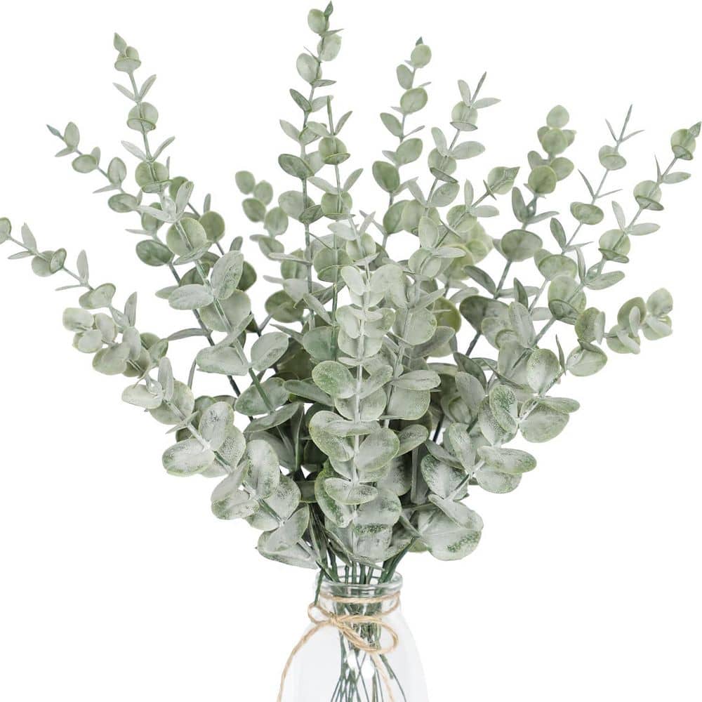 14.17 in. Green Indoor/Outdoor Artificial Eucalyptus Leaves with Stems Home Decorations Centerpiece price history on PriceWatchPro