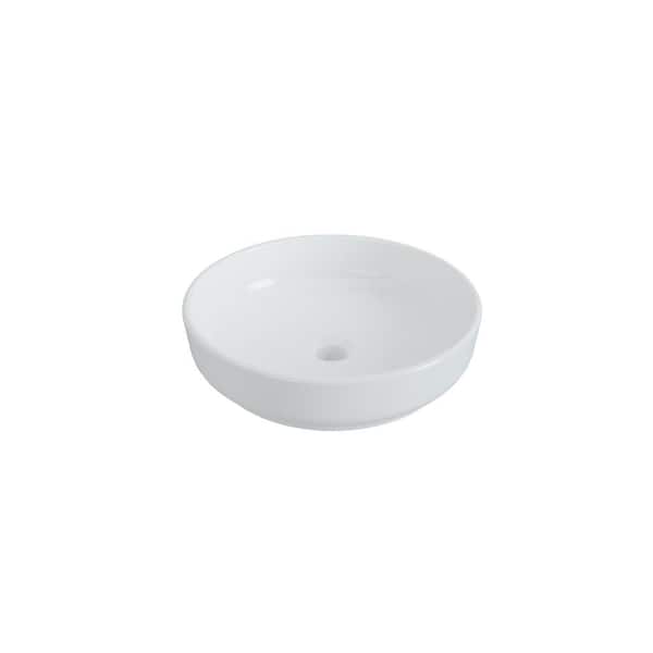 16 in. Ceramic Round Vessel Bathroom Sink in White