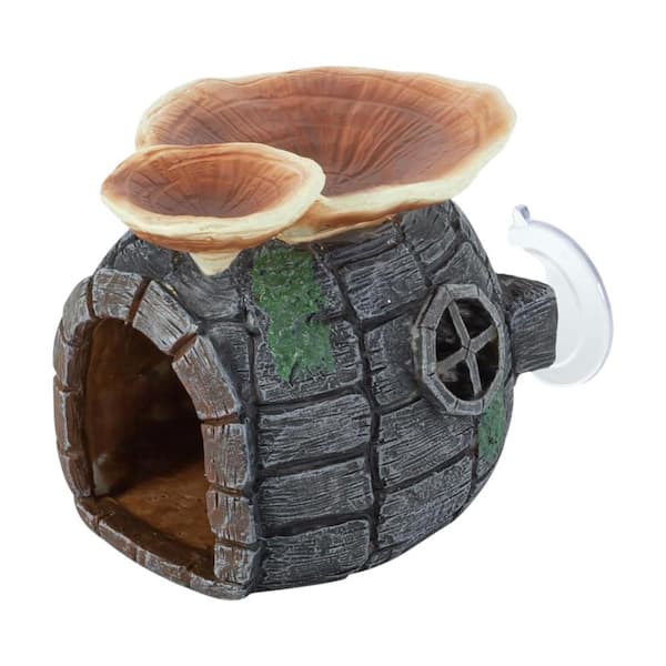 Oyezvary 4.7 x 4.1 x 3.9 in. Resin Reptile Hide Cave with Suction Cup for Reptiles, Gecko, Lizard