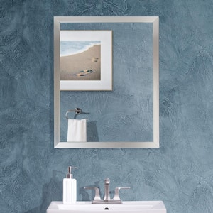 Reflections 24 in. W x 30 in. H Single Framed Wall Mirror in Brushed Nickel