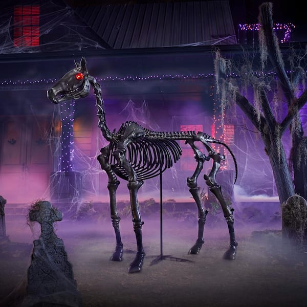 Home Accents Holiday 6 ft. Black Skeleton Horse with LED Lights ...