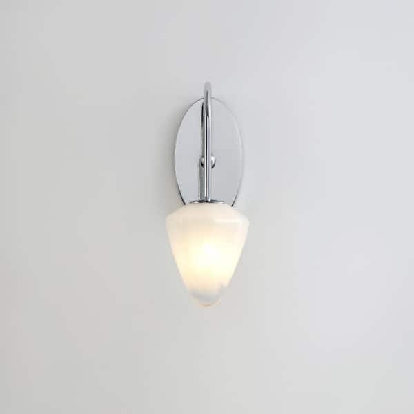 Nimbus 5.5 in. W 1-Light Polished Nickle Wall Sconce, Snow White Glass Shades - Modern and Contemporary Wall Lamp