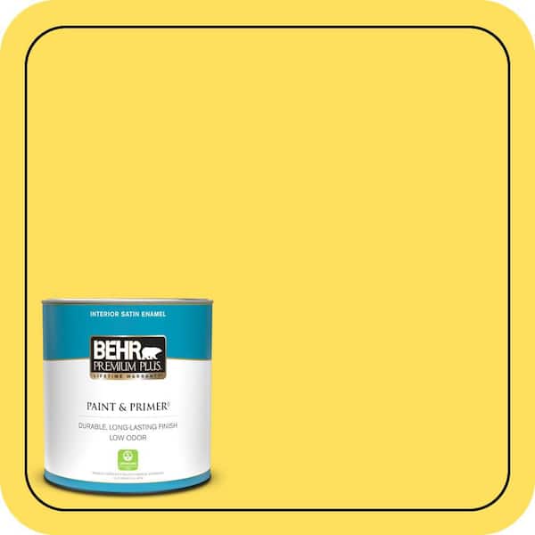 BEHR PREMIUM PLUS 1 qt. #380B-5 Neon Light Satin Enamel Low Odor Interior Paint & Primer