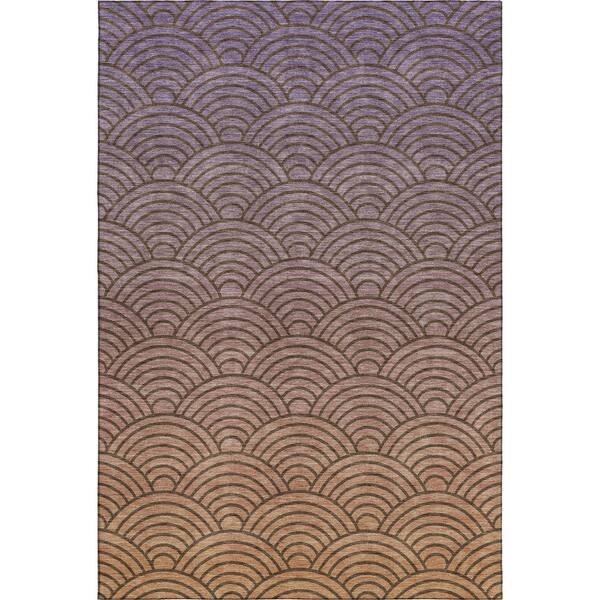 Mayfield Premium Machine Washable Abstract AMF2414 Chocolate 5 ft. x 7 ft. 6 in. Area Rug