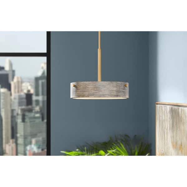 Home Decorators Collection Huntmoor 60-Watt 3-Light Old Satin Brass Transitional Pendant Light with Etched White Diffuser and No Bulbs Included