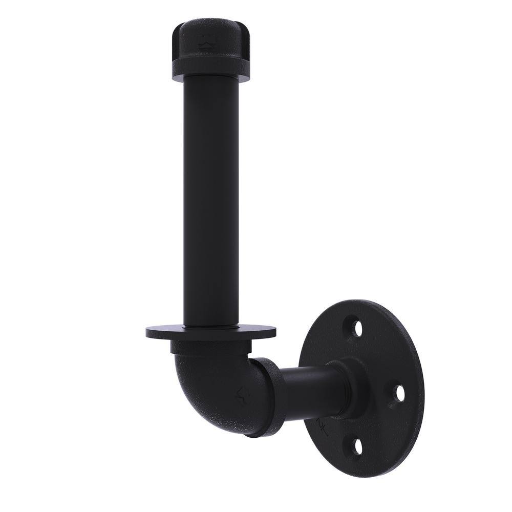 Matte Black Industrial Upright Toilet Paper Holder
