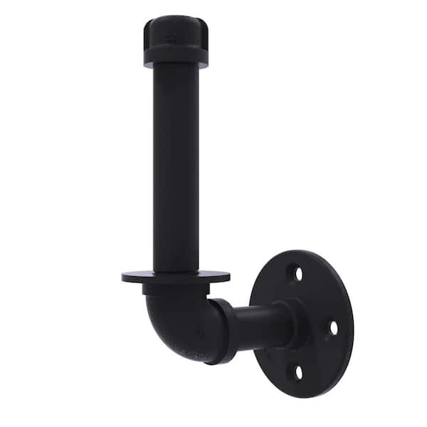 Allied Brass Pipeline Collection Upright Wall-Mount Toilet Paper Holder in Matte Black